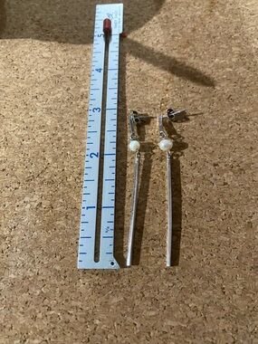 Elegant Sterling Silver Drop Earrings with White Pearl Accent - Women Jewelry